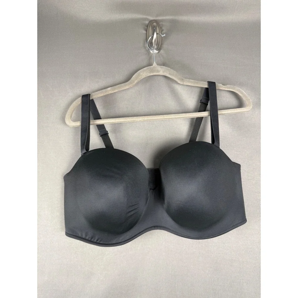 Cacique Multi-way Strapless Bra Womens 40DDD Black Boost Underwire Padded
